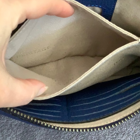 Halston Heritage Blue Leather Zipper Crossbody Bag - Picture 9 of 13